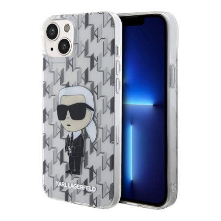 Чехол Lagerfeld для iPhone 15 PC/TPU Monogram NFT Karl Ikonik Hard. Цвет: прозрачный