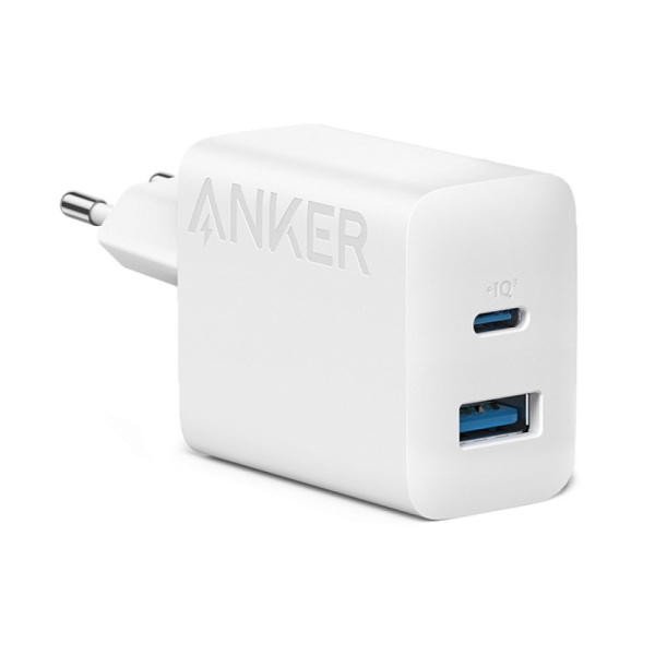 Сетевое зарядное устройство Anker 312, 1xUSB-A, 1xUSB-C, PD, QC, 20W. Цвет: белый