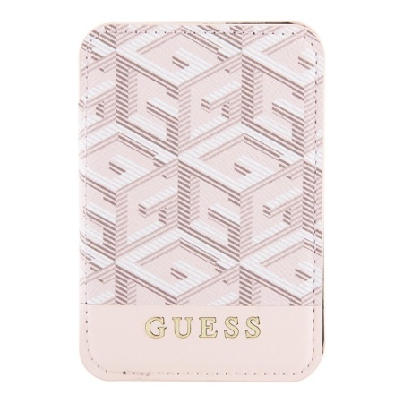 Магнитный бумажник Guess Wallet Cardslot Magsafe PU G CUBE with metal logo. Цвет: розовый