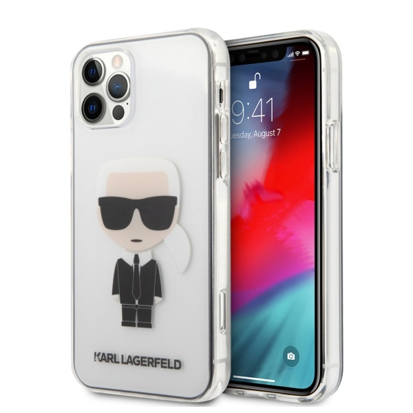 Чехол Lagerfeld для iPhone 12/12 Pro PC/TPU Ikonik Karl Hard. Цвет: прозрачный 