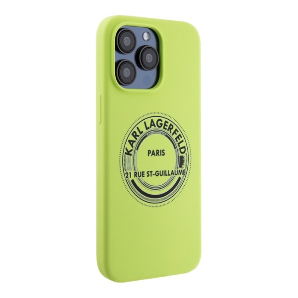 Чехол Lagerfeld Liquid Silicone RSG Round logo Hard для iPhone 15 Pro Max.Цвет: зеленый