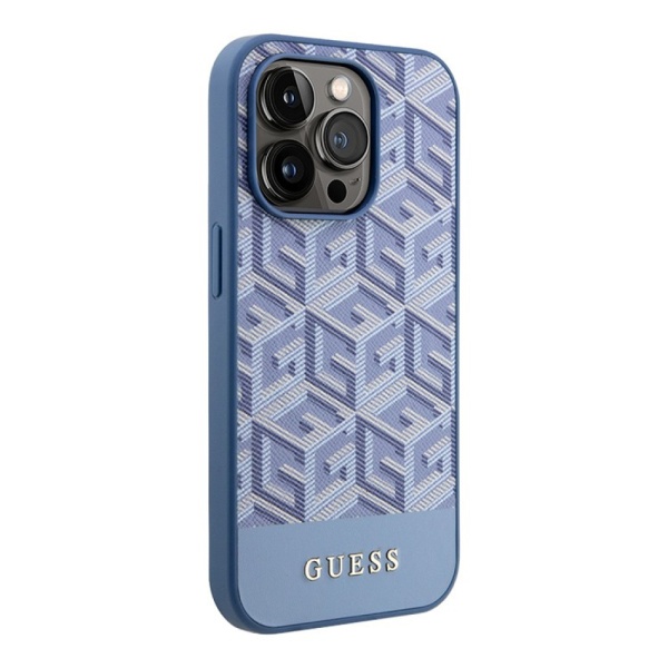 Чехол Guess PU G Cube Hard MagSafe для iPhone 15 Pro. Цвет: синий