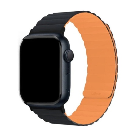 Ремешок силиконовый магнитный uBear Mode для Apple Watch 42/44/45мм. Цвет: оранжевый/чёрный