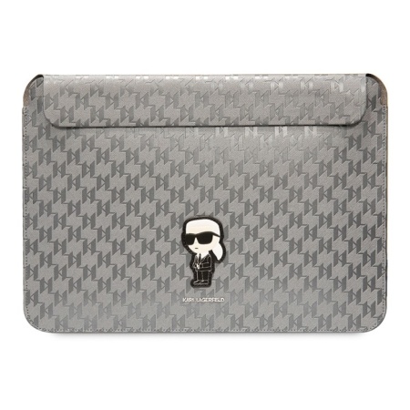 Чехол Lagerfeld Saffiano Sleeve Monogram NFT Karl Ikonik для MacBook Air/Pro 13"/Pro 14. Цвет: сереб