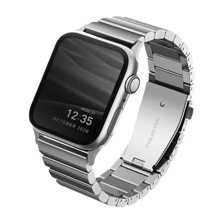 Ремешок из стали Uniq Strova MAG Strap Link Steel для Apple Watch 42/44/45/49мм. Цвет: серебристый