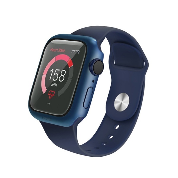 Чехол Uniq Nautic +9H glass влагозащищённый IP68 для Apple Watch 4/5/6/SE 44мм. Цвет: синий