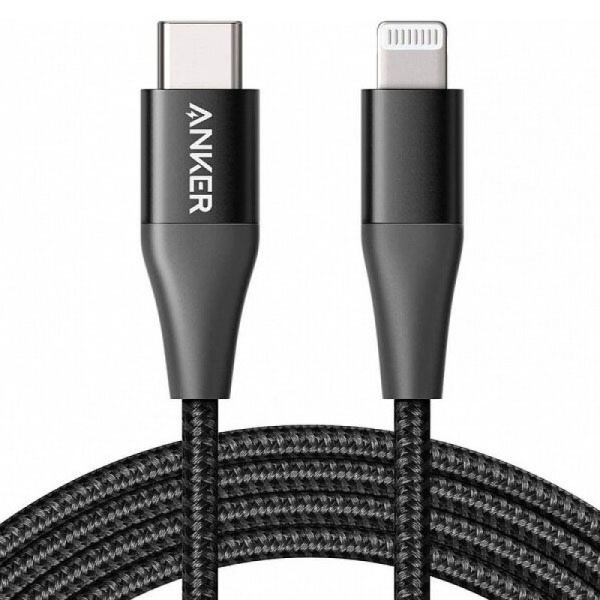 Кабель Anker PowerLine+ II USB-C — Lightning, 1.8м. Цвет: чёрный 