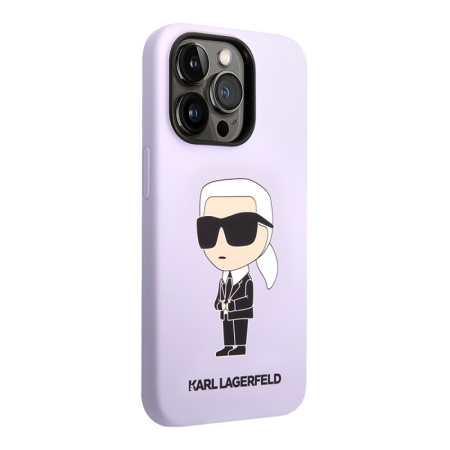 Чехол Lagerfeld для iPhone 14 Pro Max Liquid silicone NFT Karl Ikonik Hard. Цвет: фиолетовый