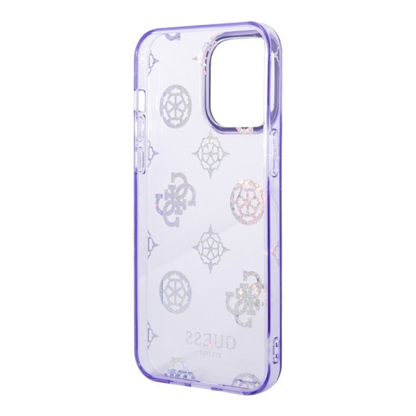 Чехол Guess для iPhone 14 Pro Max PC/TPU Peony glitter Electroplated camera Hard. Цвет: сиреневый