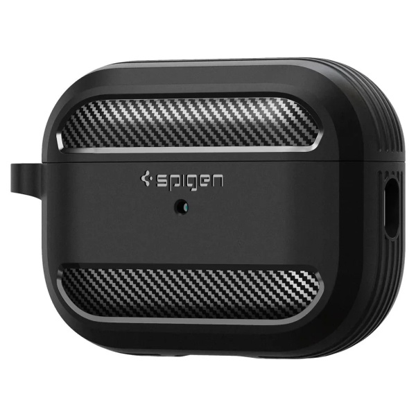 Чехол SPIGEN RUGGED ARMOR для AirPods Pro 2, с карабином. Цвет: черный